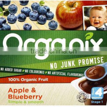 Organix Organic Fruit Apple & Blueberry puree 4mth+ (100g x 4)x6