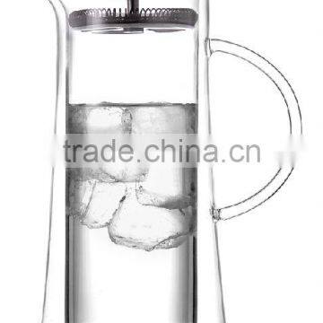 double-wall clear glass water jug/pitcher