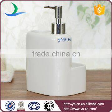 Bathroom Accessories Blue Square Floral Ceramic Foam Hand Soap Dispenser photo-3