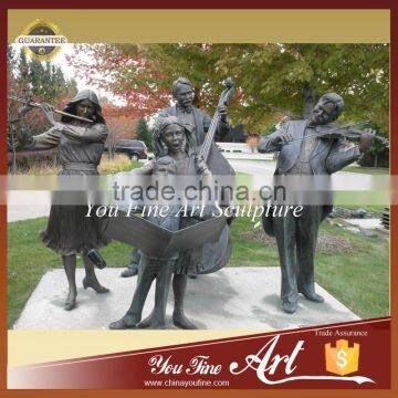 Garden Life Size Bronze Family Music Sculpture