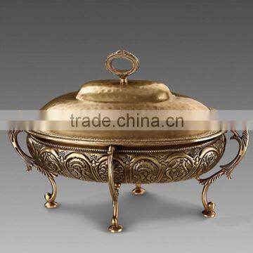 Unique Design Bronze Stockpot With Cover, Antique Brass Arts Dinnerware, Home Decorative Soup Pot With Brass Base