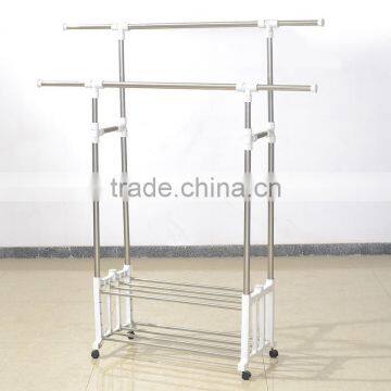 Multi telescopic clothes rack with storage tiers rack