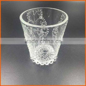 Hot sales wholesale carved glass candle cup