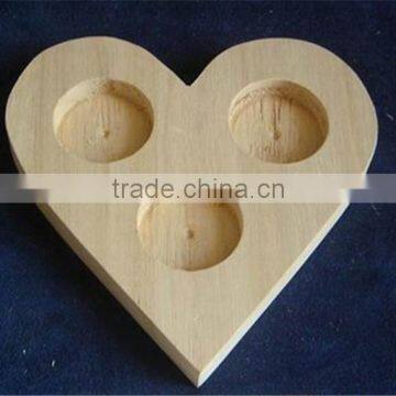 Customized Unfinished Heart Shape Wooden 3 Candle Holder for Home Decor photo-2