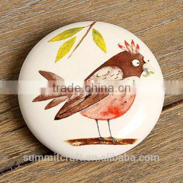Bird Pattern Round Shape White Ceramic Fridge Magnet photo-5