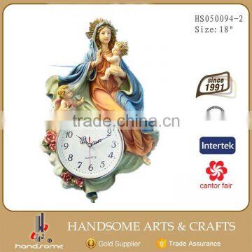 16'' Resin Craft Religious Items Home Decor Wall Clock Hanging photo-4