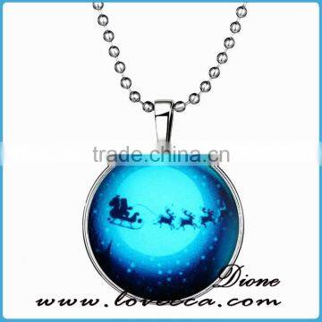 2016 HOT Jewelry Glass Tile Glow Design Christmas Ornament Necklace photo-4
