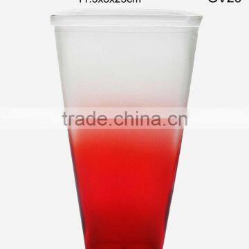 wide mouth red wholesale glass frosted vase