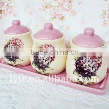 Fine Style 3pcs Decorative Ceramic Canister photo-2