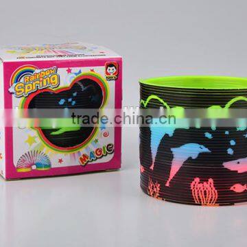 plastic colorful magic rainbow spring with printed dolphin toys/hot sale rainbow circle