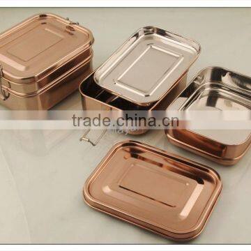 Stainless Steel Lunch Box With Copper Finish photo-2