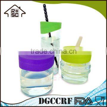 NBRSC Stretch Universal Silicone Water Bottle Cup Cover Silicone Lid Straw Topper Set of 5 photo-3