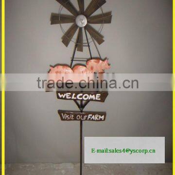 Wholesale Antique Welcome Sign Stand on Stakes With Metal Garden Decoration Windmill photo-3