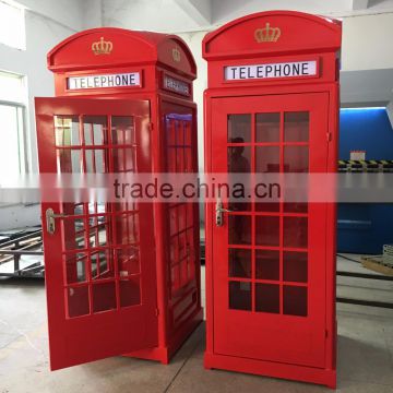 2014 Metal Public Wall Mirror Red London Antique Telephone Booth Decoration for Sale photo-5