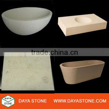 Moleanos White Limestone Bathroom Sink & Bathtubs