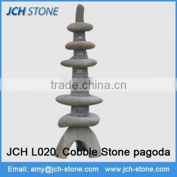 High quality cobble stone pagoda outdoor decoration granite flying lighted lanterns