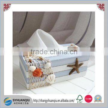 Nautical Decor Seaside Associated Wedding Use Wooden Paper Box Tissure Cover Holder Box photo-4