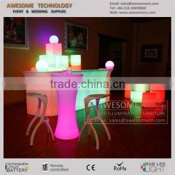 Narrow waist shape round color changing drinking cocktail party table