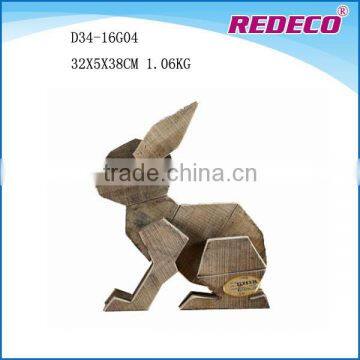 Custom made wood rabbit figurine for home decoration