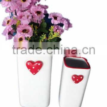 Tall ceramic square vase decoration