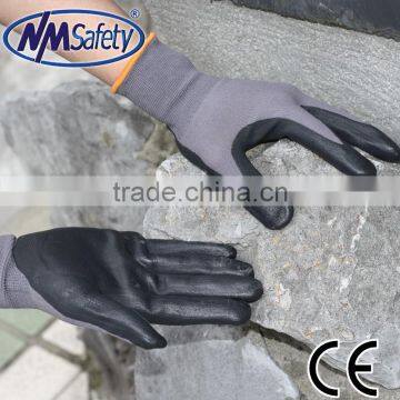 NMSAFETY 15 gauge grey liner nitrile foam gloves en388 assembly working glove