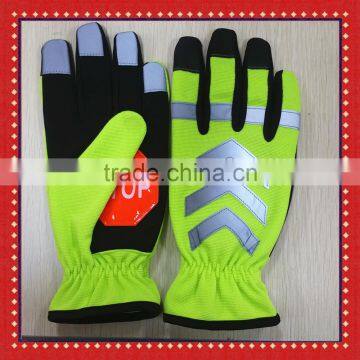 Reflective Safety Protective Hi-Viz Traffic Gloves With Stop Sign