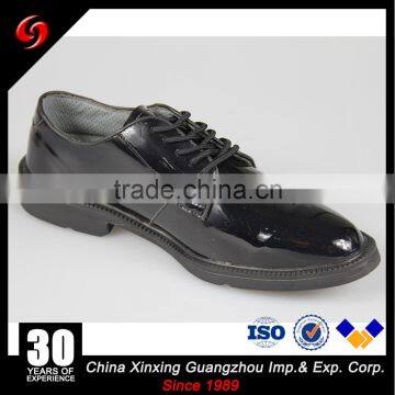 High quality black shiny leather officer military shoes