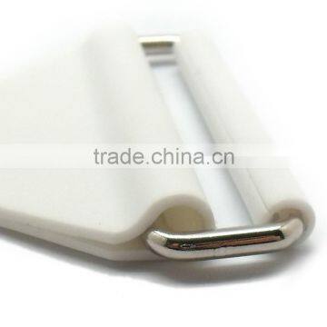 White Plastic Chafe With Rectangle Loop and Roller in 2" , Rectangle W/Roller Chafe, Plastic Chafe With Metal Loop photo-5