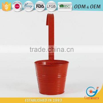 Garedn Galvanized and Iron Powder Coating Rose Red Modern Hanging Outdoor Wall Mounted Planters photo-2