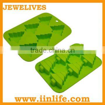 6 cavities christmas tree shaped silicone ice cube tray