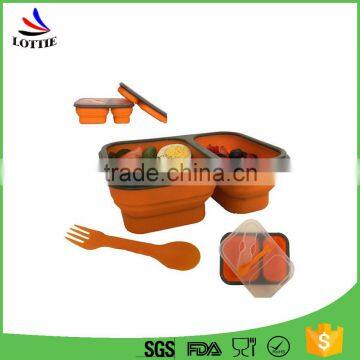 Hot Selling Food Grade Portable Collapsible Silicone Lunch Box,Double Lattice Silicone Food Containers photo-3
