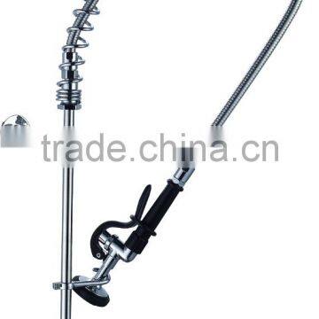 Single Handle Pull Down Pre-rinse Spring Kitchen Faucet With Two Swivel Spouts, Chrome photo-2