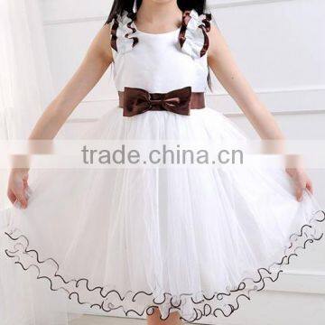 cotton children fancy dress with bowknot belt wholesale