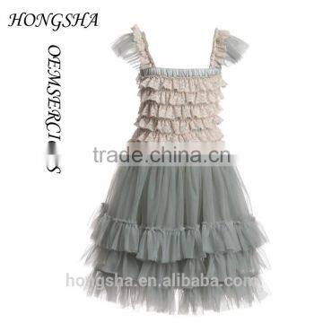 Blush Pink Ballroom Lace Tulle Dress Removable Overskirt Baby Girl Wedding Bridemaid Dress HSD7835 photo-3