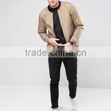 2017 Wholesale High Quality New Design Durable Baseball Collar 100% Polyester Lead Grey Casual Men Fashion Bomber Jacket photo-4