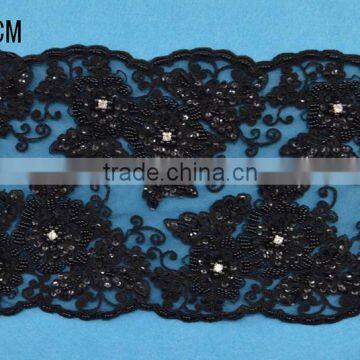 Zhuosi Brand Black Embroidery Lace Trim Sold on photo-2