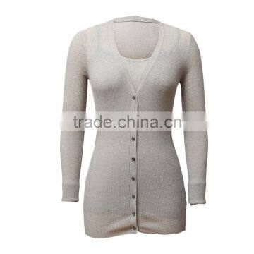 Sheer Cotton And Nylon Knitted Cardigan, Ladies Cardigan, Long Cardigan With Full Button Closure