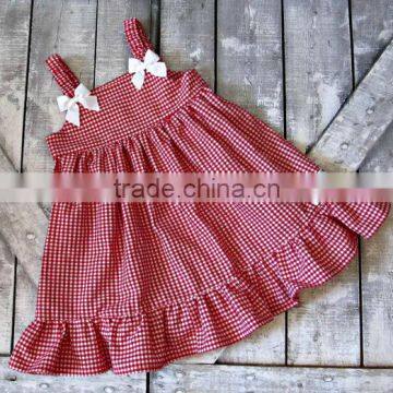 2017 New Style Baby Clothes Cheap Wholesale Red and Blue Children's Boutique Summer Baby Girl's Plaid Dress photo-6