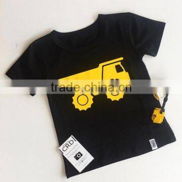 2017 New arrival Custom OEM wholesale kids baby children's boutique black printed short sleeve cotton Cheap organic t shirt