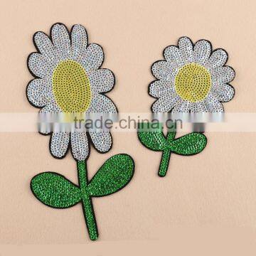 wild chrysanthemum flower reversible sequin designs embroidery patch for garment