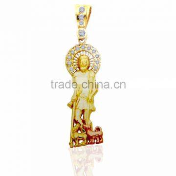 Two tone plated st lazaro pendant