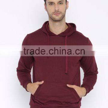 Men Maroon Solid Pullover Sweatshirt Custom 300 Grams Cotton Material Hoodies Long Sleeves Kangaroo Pocket Male Casual Outwear photo-2
