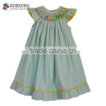 Little Chicks Green Boutique Bishop Dress For Girls Cotton Smocked Dresses