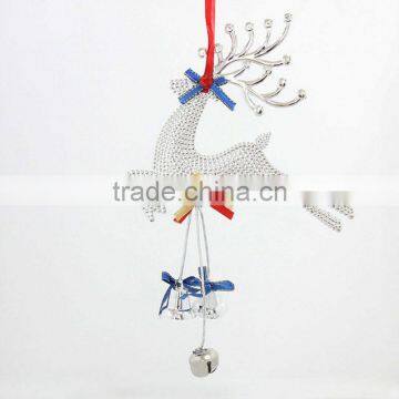 HD1035 2016 Christmas Gold &Silvery Reindeer with Bells Pendants For Home or Tree Decoration Ornaments