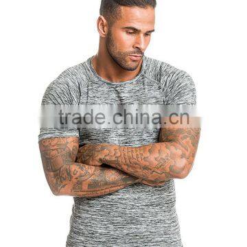 Raglan Sleeve Custom Printed Fitness Shirts , Gym Fitted t Shirt photo-5