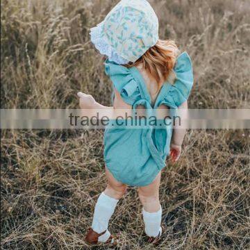Baby Boutique Wholesale Baby Wear Clothes Best Quality Linen Fabric Baby Romper photo-3