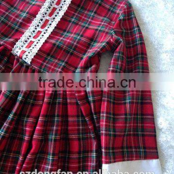 Baby Girls Winter Long Sleeve Vintage Plaid Christmas Lace Dress Red Classic Dress photo-4