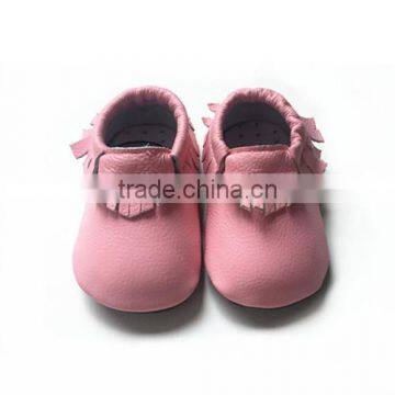 Pink Leaves Rubber Sole Baby Shoes Genuine Leather High Quality Kids Shoes photo-4