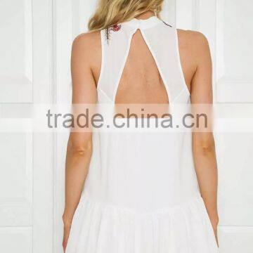 Black/White Flower Embroidery Sleeveless Dress Size S-XL photo-5