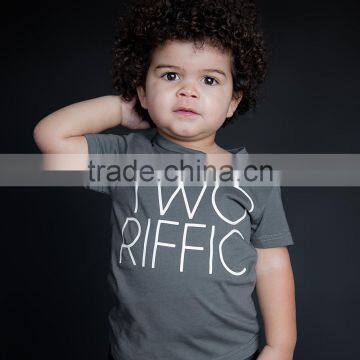 Latest Gray Boy T Shirt With Letter Softly Baby Boy Tee Casual Kids Clothing BT90423-3